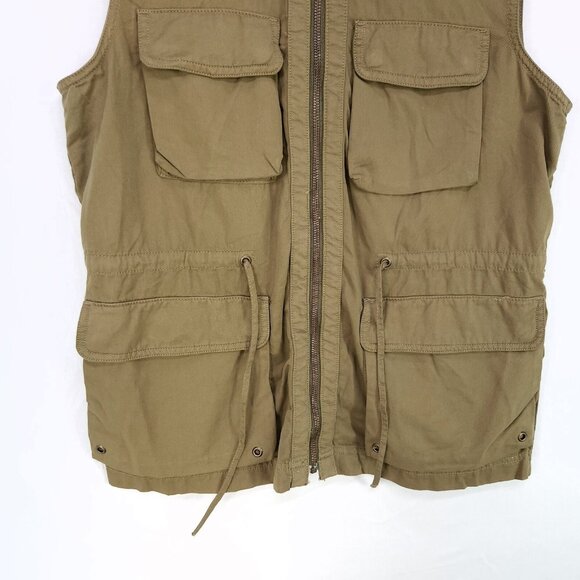 J Crew Vest Womens Medium Green Military Utility Sleeveless Chino Classic Twill - Picture 4 of 9